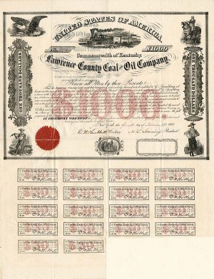Lawrence County Coal and Oil Co. - $1,000 Bond (Uncanceled)